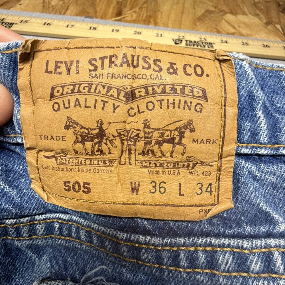 VTG Levi's 505 Orange Tab Straight Jeans Mens 36x34 (Fits 34x33) Made in USA